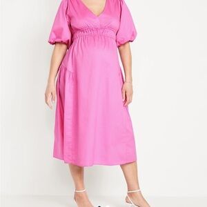 Old Navy Bright Pink Midi Dress Maternity